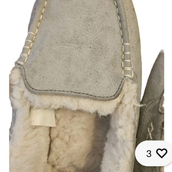 UGG Light Gray Sued & Shearling Ansley Moccasin Slipper US 10 Men's Comfy & Warm - Picture 3 of 4